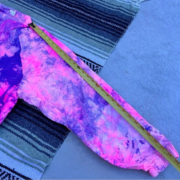 Vintage 80s/90s bright neon pink and purple tie dye zip windbreaker banana bay - Picture 5 of 7